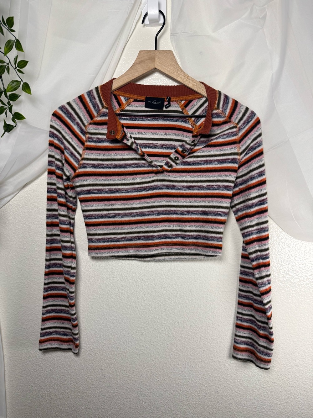 Out From Under Jayla Knit Henley Long Sleeve Crop Top